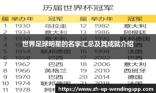 世界足球明星的名字汇总及其成就介绍